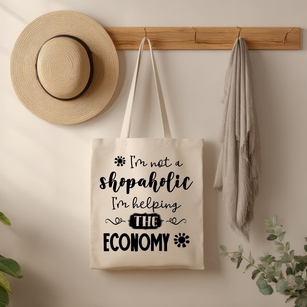 Custom Natural Canvas Tote Bag I'm Not A Shopaholic, I'm Helping The Economy